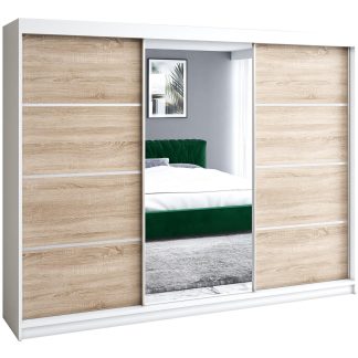 Kleiderschrank MILO I weiß + eiche sonoma