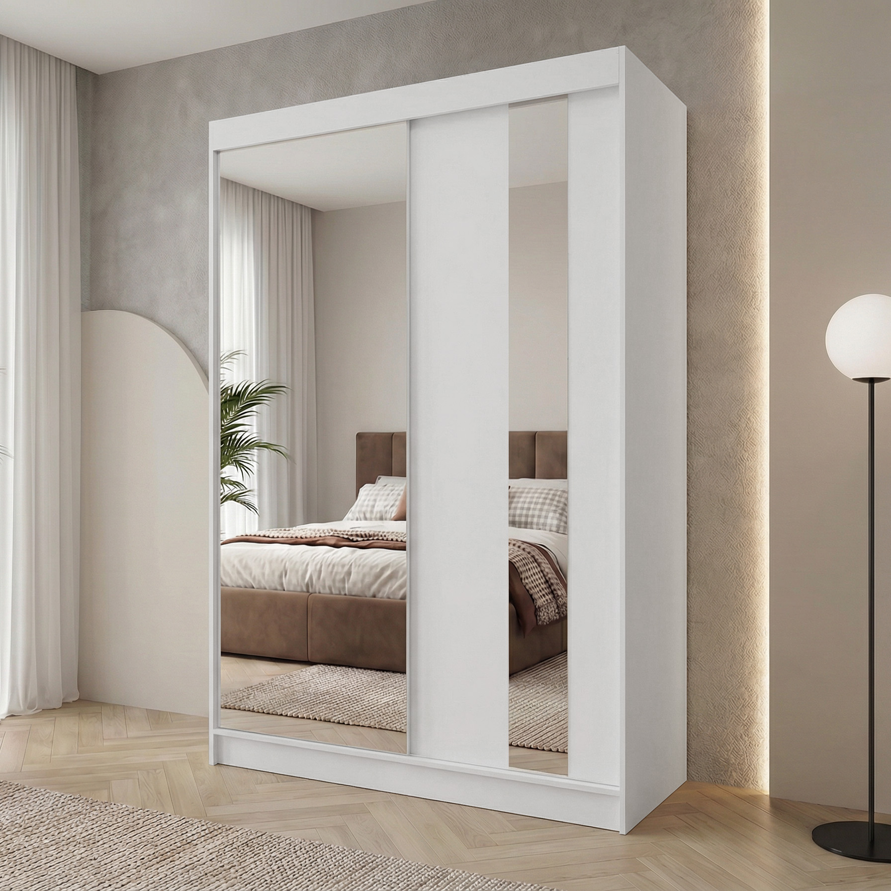 Schiebetürenschrank mit Spiegel GAJA Nein, Weiss, 160 Cm