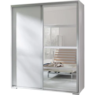 Schiebetürenschrank mit Spiegel LEON weiß
