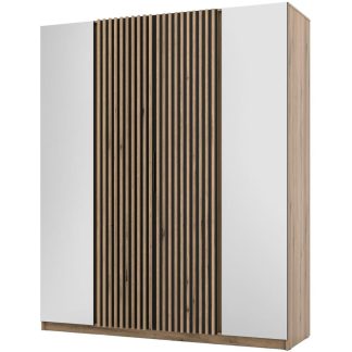 Drehtürenschrank mit Lamellen und Spiegel KAYA VII 200 cm