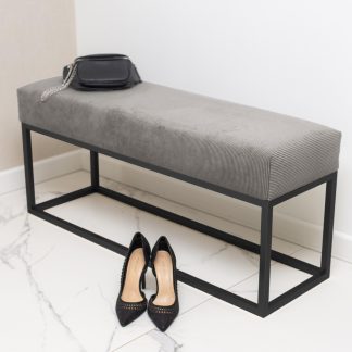 Polsterbank mit schwarz Metallbeinen BONN grau 90 cm