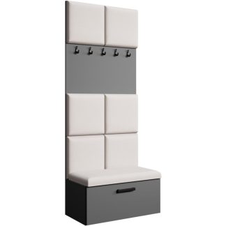 Garderobenschrank mit gepolsterten Paneelen MARGARET grau+beige