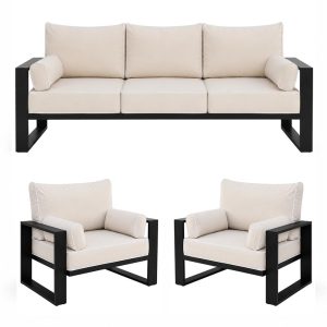 Gardenset mit Sofa und Sesseln VERDINO mit Metallrahmen