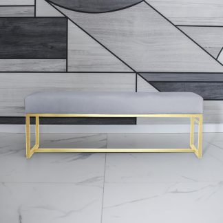 Polsterbank mit Metallbeinen ACHEN hellgrau 90 cm