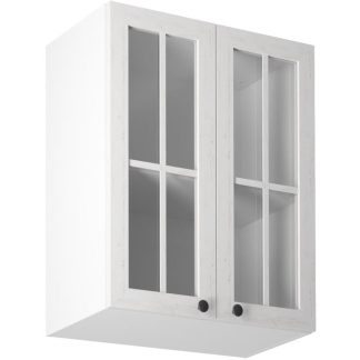 Küchenoberschrank-Vitrine mit zwei Türen PROVENCE 60 cm weiß