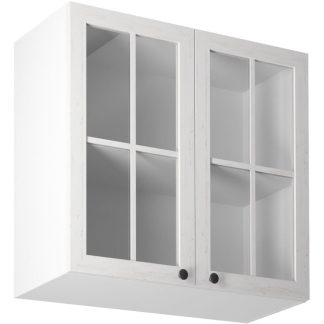 Küchenoberschrank-Vitrine mit zwei Türen PROVENCE 80 cm weiß