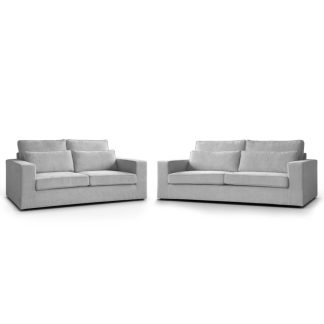 Polsterset Sofa 3-Sitzer + 2-Sitzer ohne Schlaffunktion PARMA hellgrau