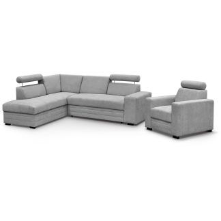 Polsterset ROMA Ecksofa + Sessel grau links