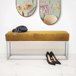 Polsterbank mit Metallbeinen BONN senfgelb 100 cm