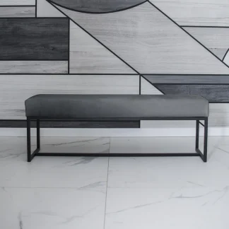 Polsterbank mit Schwarz Metallbeinen ACHEN 110 cm Grau