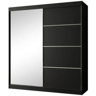 Schiebetürenschrank mit Spiegel PACO 200 cm Schwarz