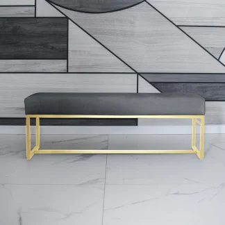 Polsterbank mit Goldene Metallbeinen ACHEN 110 cm Grau