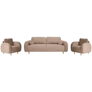 Polsterset Sofa 3-Sitzer mit Schlaffunktion + Sessel OPTIMO Braun