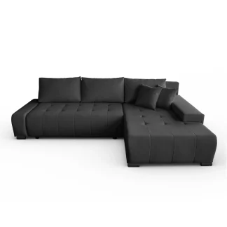 Ecksofa mit Schlaffunktion DRACO L barrel Schwarz Rechts