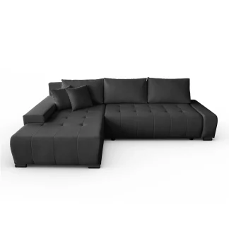 Ecksofa mit Schlaffunktion DRACO L barrel Schwarz Links
