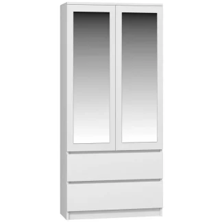 Drehtürenschrank mit Spiegel RUBIN 90 cm weiß