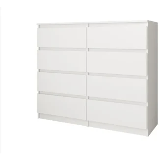 Kommode mit 8 Schubladen CLASSIC weiß 100 cm