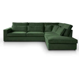 Ecksofa ohne Schlaffunktion PARMA Dunkelgrün Rechts