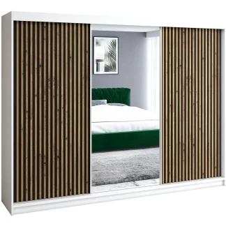 Schiebetürenschrank mit Lamellen NIRO 200 cm weiß