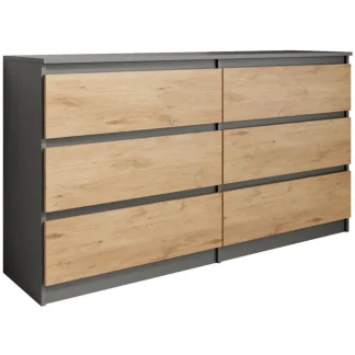Kommode mit sechs Schubladen LINDA 140 cm anthrazit+eiche Lancelot
