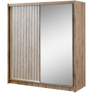 Schwebetürenschrank mit Spiegel und Lamellen LEROY