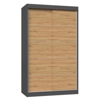 Schiebetürenschrank AURA mit Sprossen 120 cm Anthrazit + Artisan