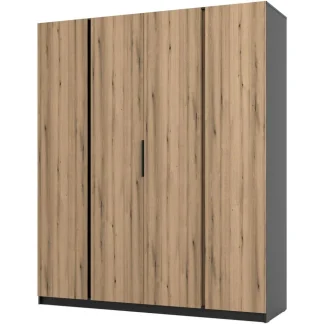 Drehtürenschrank KAYA 4-türig X 200 cm schwarz+eiche Evoke