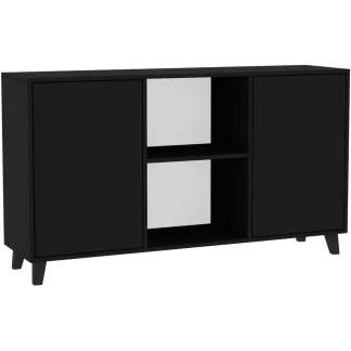 Kommode mit 2 Türen HOME schwarz + griffe