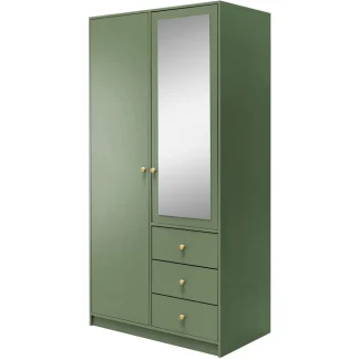 Drehtürenschrank mit 2 Türen und Spiegel SOLEA LUX grün