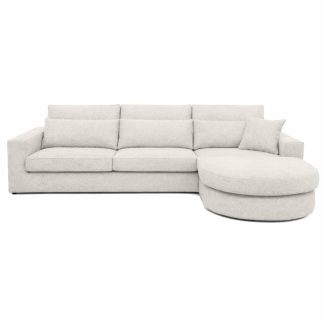 Ecksofa ohne Schlaffunktion mit abgerundeter Ottomane PABLO Beige rechts