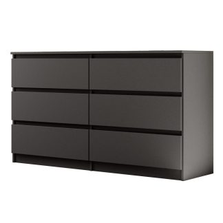 Kommode mit sechs Schubladen LINDA 140 cm anthrazit