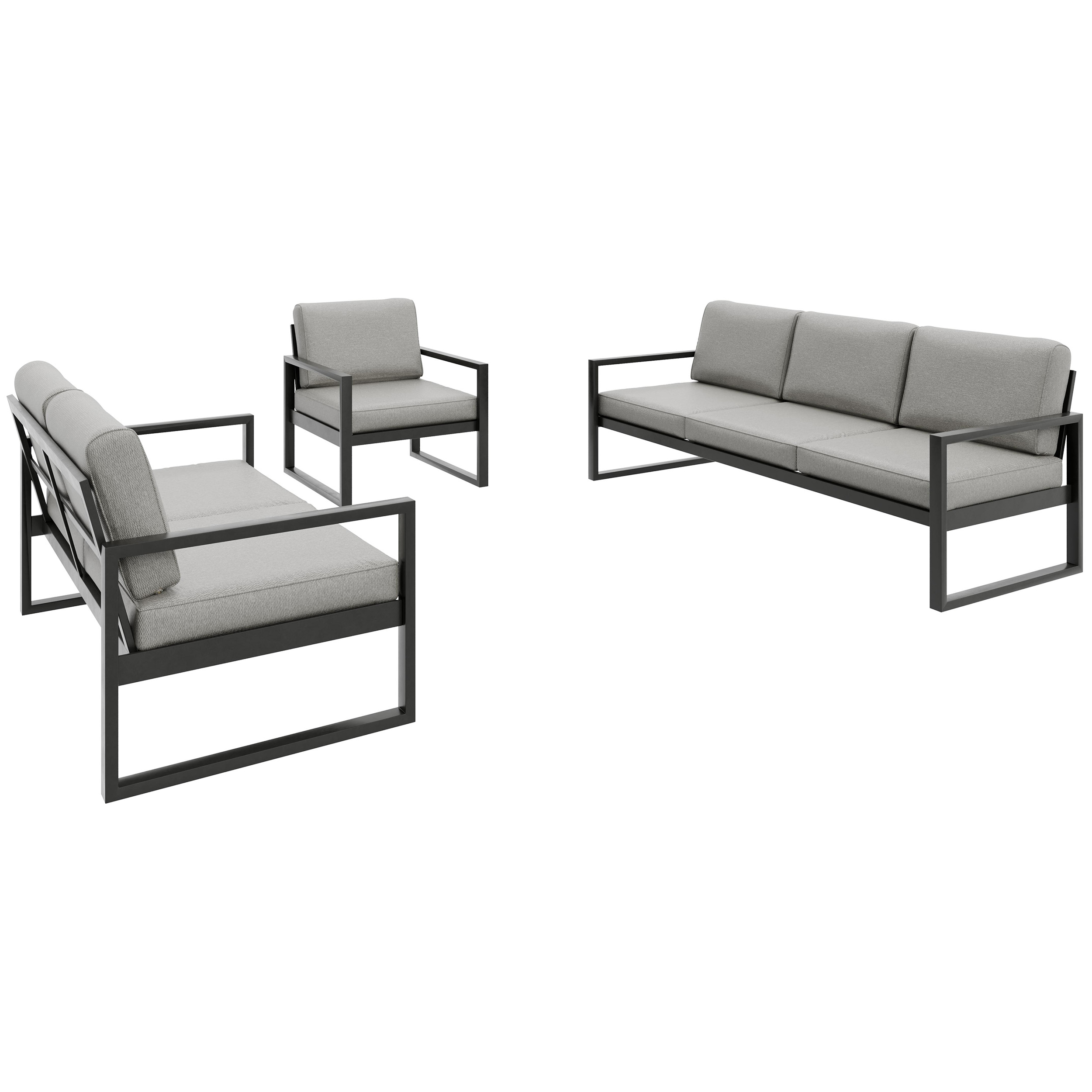 Gartenset mit Sofas und Sessel STELLA mit Metallrahmen