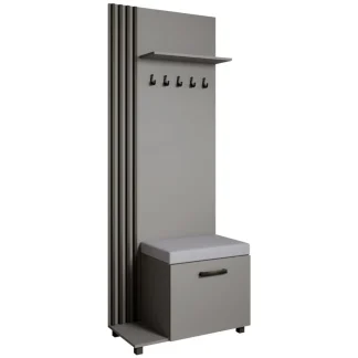 Garderobenschrank LIVIA links Graphit mit schwarz Lamellen