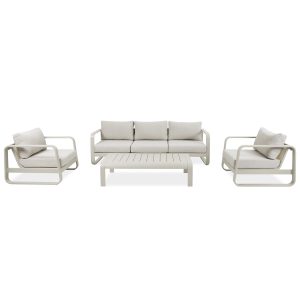 Gartenset mit Sofas Sessel und Kaffeetisch SELENE mit Metallrahmen