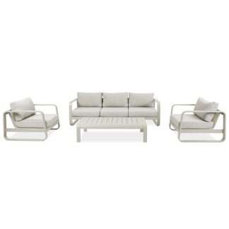 Gartenset mit Sofas Sessel und Kaffeetisch SELENE mit Metallrahmen