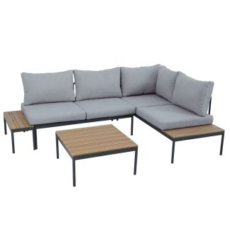 Gartenset mit Ecksofa und Kaffeetisch LIVORNO mit Metallrahmen