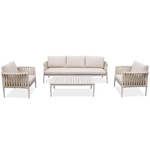 Gartenset mit Sofas Sessel und Kaffeetisch RIVIERA mit Metallrahmen