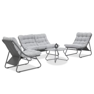 Gartenset aus Metal mit Sofa Sesseln und Kaffeetisch SOLARO