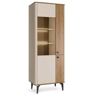 Hochvitrine 3 Türen mit Hartglas und optional LED-Beleuchtung AURORA