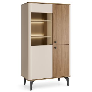 Vitrine 3 Türen mit Hartglas und optional LED-Beleuchtung AURORA