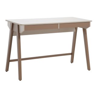 Schreibtisch BOREO mit Schubladen und braunen Metallbeinen