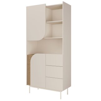 Bücherregal mit 2 Türen 3 Schubladen und geriffeltem Detail CAMEL