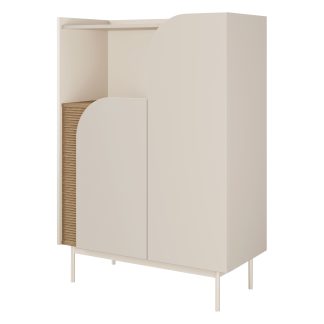 Kommode mit 2 Türen offenem Regal und geriffeltem Detail CAMEL