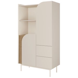 Bücherregal mit 2 Türen 2 Schubladen und geriffeltem Detail CAMEL