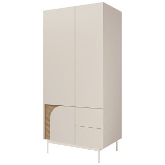 Drehtürenschrank mit 3 Türen 2 Schubladen und geriffeltem Detail CAMEL