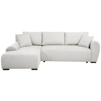 Ecksofa DALLAS mit Schlaffunktion und Bettkasten Beige links