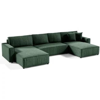 Ecksofa mit Schlaffunktion PARYS U flaschengrün