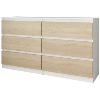 Kommode mit 6 Schubladen CLASSIC 120 Weiß+Sonoma