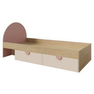 Einzelbett 90x200 cm mit 2 Schubladen und Kopfteil LENA