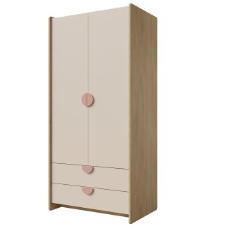 Drehtürenschrank mit 2 Türen und 2 Schubladen für Jugenzimmer LENA